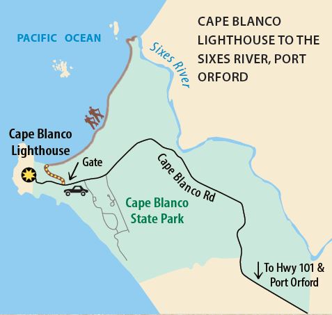 Cape Blanco Lighthouse to the Sixes River, Port Orford